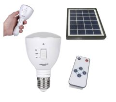 Prenosni kamp solarni LED panel / LED sijalka ali ročna LED svetilka (zatemnilna) 3W z daljincem / Toplo bela