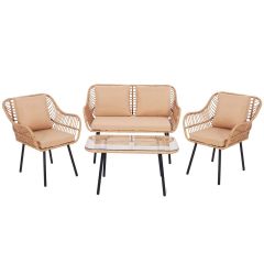 Lounge Garnitura poliratan bež 4-Delno